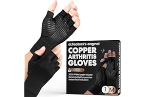 Dr. Frederick's Original Copper Compression Arthritis Gloves - Doctor-Developed Hand Pain Relief for Arthritis, Carpal Tunnel & Tendonitis - All-Day Comfort, Typing & Daily Use - Fingerless, Medium