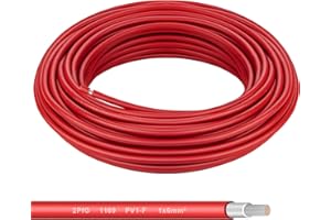 Shirbly Solar Panel Wire - 50FT Red Tinned Copper Wire, 10AWG (6mm²) PV Wire Solar Extension Cable for Outdoor Automotive RV Boat Marine Solar Panel - Red (10AWG 50FT)