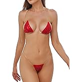 Oneheekini Cheeky Thong Bikini Pool Party Glitter Mini G String Swimsuits Women Extreme Brazillian Two Piece Swimsuit