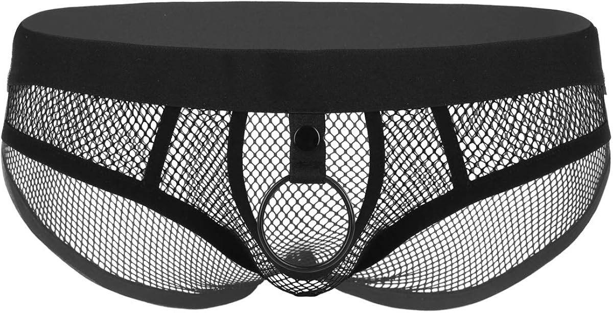 YOOJOO Men See Through Open Bulge Pouch Low Rise Bikini Briefs