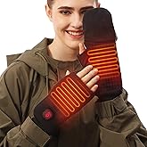 Rechargeable Electric Gloves for Women & Men, Touchscreen Fingerless Gloves for Winter, Heated Hand Warmers