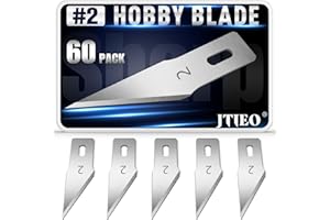 JTIEO 60 Pack Exacto Knife Blades #2, SK5 Carbon Steel Exacto Blades Refill Craft Art Knife Replacement Blades with Storage Case for Craft, Hobby, Scrapbooking, Stencil