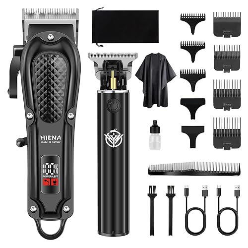 HIENA PRO Hair Clippers Men Professional Beard Trimmer Men for Barber Clippers Set Hair Cutting Machine and Hair Trimmer Set for Barber Kit Aechargeable Hair Cutting Kit with LED Display
