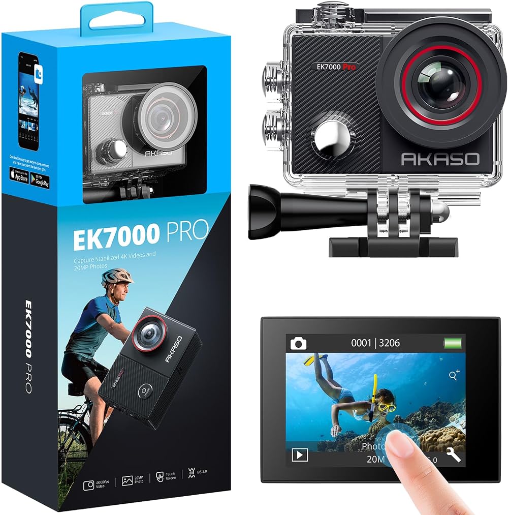 AKASO EK7000 Pro 4K Action Camera Touch Screen EIS Waterproof 131FT w/