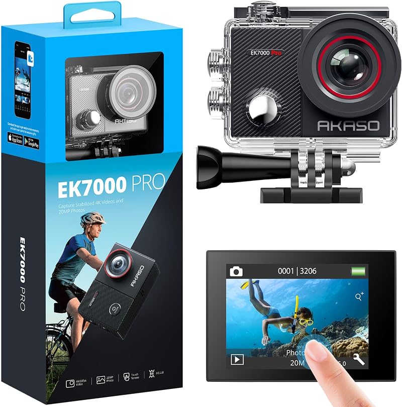 AKASO EK7000 Pro 4K Action Camera Touch Screen EIS Waterproof 131FT w/