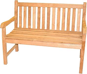 Jardín Banco de teca con reposabrazos 120 cm madera banco asiento Banco
