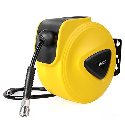 FIXKIT Schlauchtrommel Automatik Druckluft Schlauchaufroller 10m Automatischer Druckluftschlauch Aufroller mit Schlauchstopp 