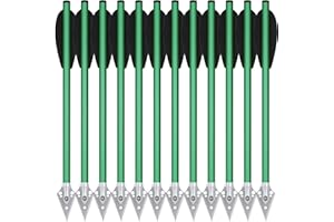 HUNTSPM 6.3" Pistol Crossbow Bolts, Aluminium Crossbow Arrows,Mini Crossbow Bolts with Broadhead Tips for 50-80lbs Pistol Cro