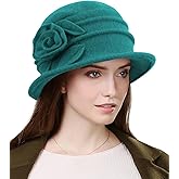 Sumolux Women Beret Hat French Vintage Floral Wool Dress Cloche Classic Winter Hat 1920s