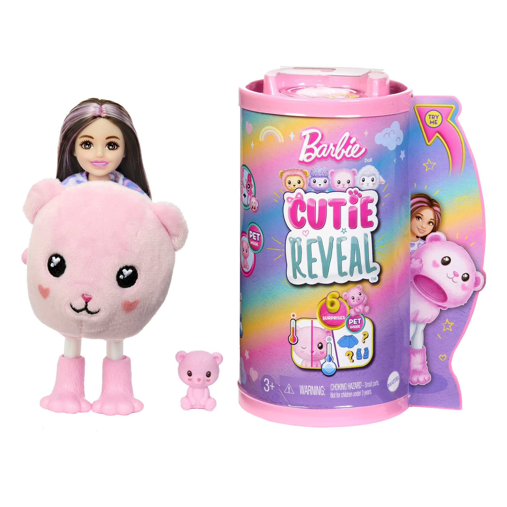 Barbie Cutie Reveal Chelsea Doll & Accessories, Teddy Bear Plush Costume & 6 Surprises Including Color Change, Cozy Cute Tees Series, HKR19