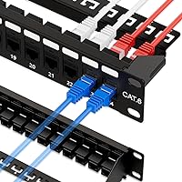 Iwillink 10Gbps Patch Panel 24 Port, RJ45 Through Coupler Cat6 Patch Panel UTP 19-Inch 1U with Back Bar, Wallmount or Rackmou