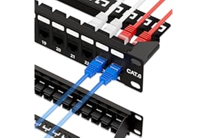 Iwillink 10Gbps Patch Panel 24 Port, RJ45 Through Coupler Cat6 Patch Panel UTP 19-Inch 1U with Back Bar, Wallmount or Rackmou
