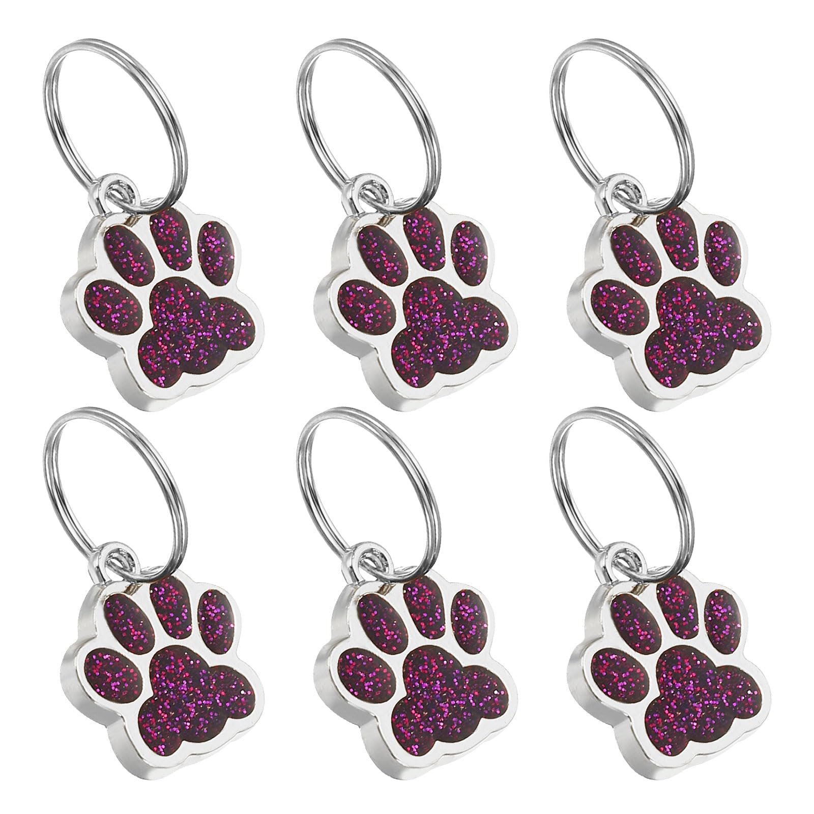 PATIKIL Animal Dog Cat Paw Print Pendants, 6 Pcs Crystal Footprint Dog Cat Paw Prints Pendants for DIY Necklace Bracelet Enamel Jewelry Making, Light Red