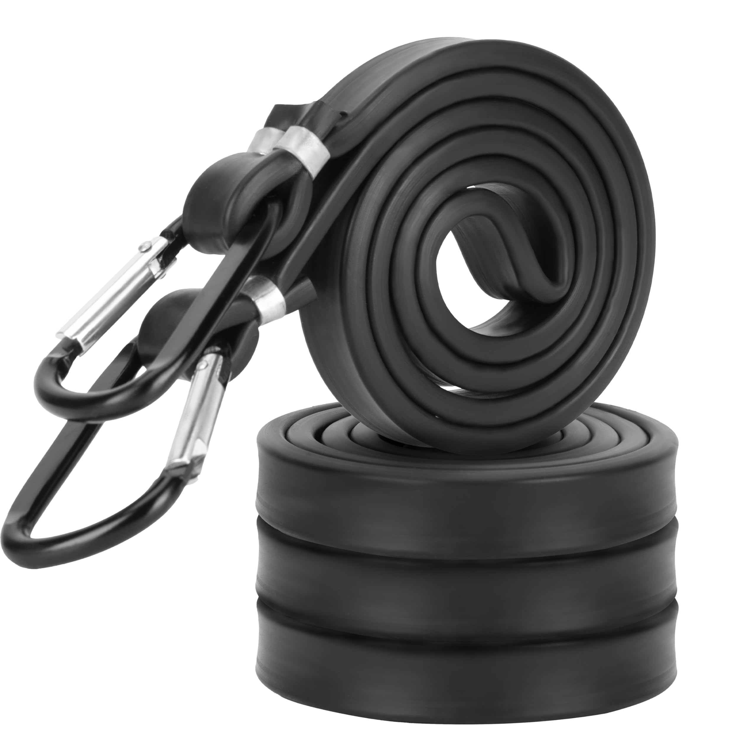 Belle Vous Black Bungee Cords/Tensioning Straps with Carabiner Hooks (4 Pack) - Elastic Heavy-Duty Cords for Fixing Luggage, Tent, Camping & Bicycles