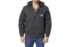 TUAOVA Men's Fit Relaxed Work Coat Fleece Lined Waterproof Workwear Winter Hooded Jacket with Multiple Pockets