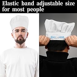 TIESOME 2PCS Chef Hat Adjustable Elastic Baker