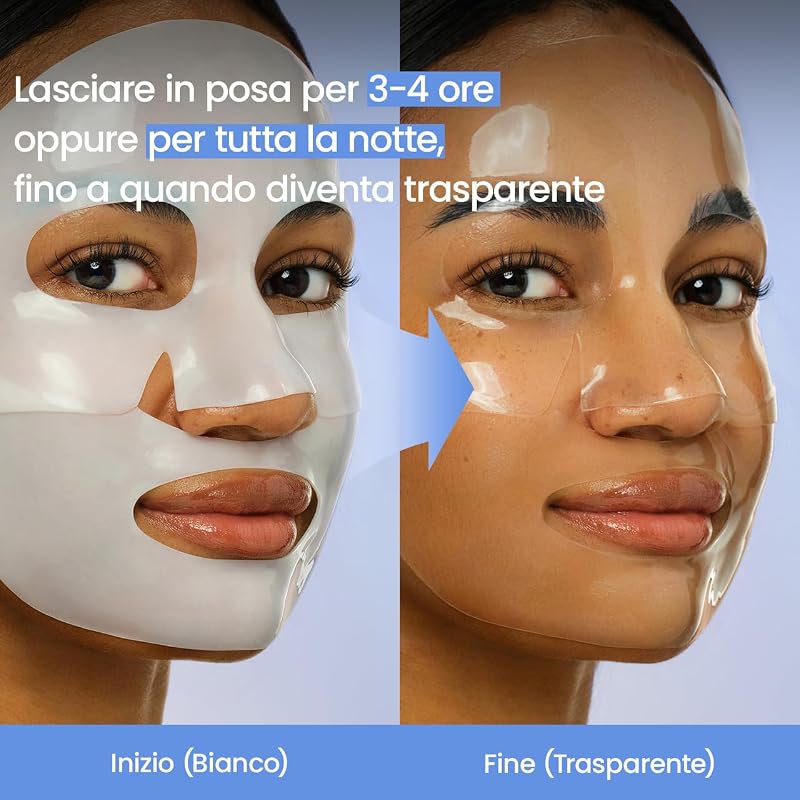Hydro Cera-nol Real Deep Mask, Maschera Viso Notturna in Hydrogel, Idratante e Lenitiva, Riduce Arrossamenti e Calma Rapidamente la Pelle, K-Beauty, 34g x 4 Pezzi