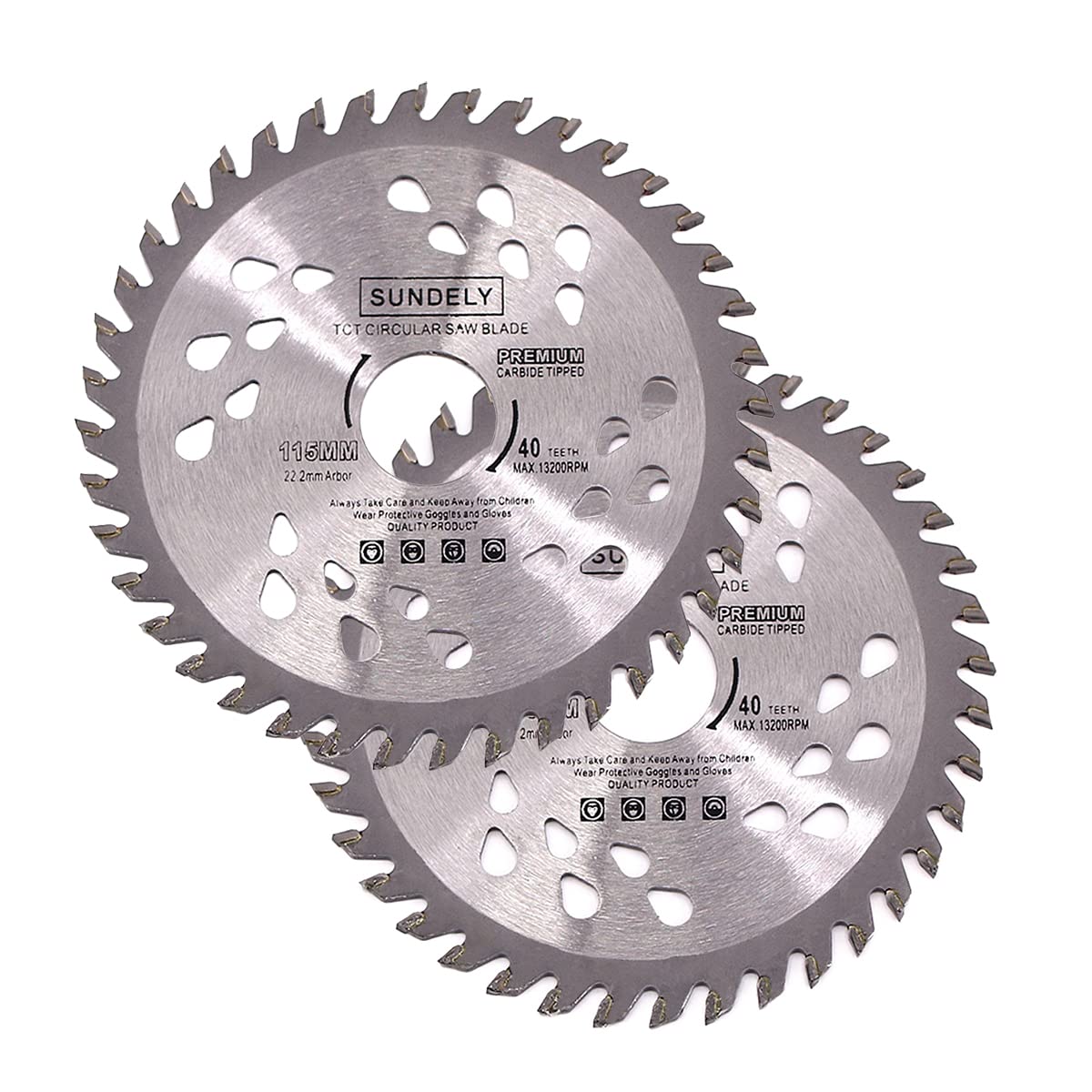 SUNDELY® Carbide Tipped TCT Circular Saw Blade Angle Grinder Disc 115 mm X 22.2 mm X 24T or 40T (4.5" X 0.87") for Wood Laminate Plywood Tree PVC Plastic Trimmer Cutter (2 Pieces, 40T)