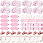 Biutee 64 Pcs Spa Sleepover Party Supplies for Girls, Slumber Party Supplies for Girls Headband Eye Masks Hair Scrunchies Wristband Hair Clips Toiletry Bag for Sleepover Supplies