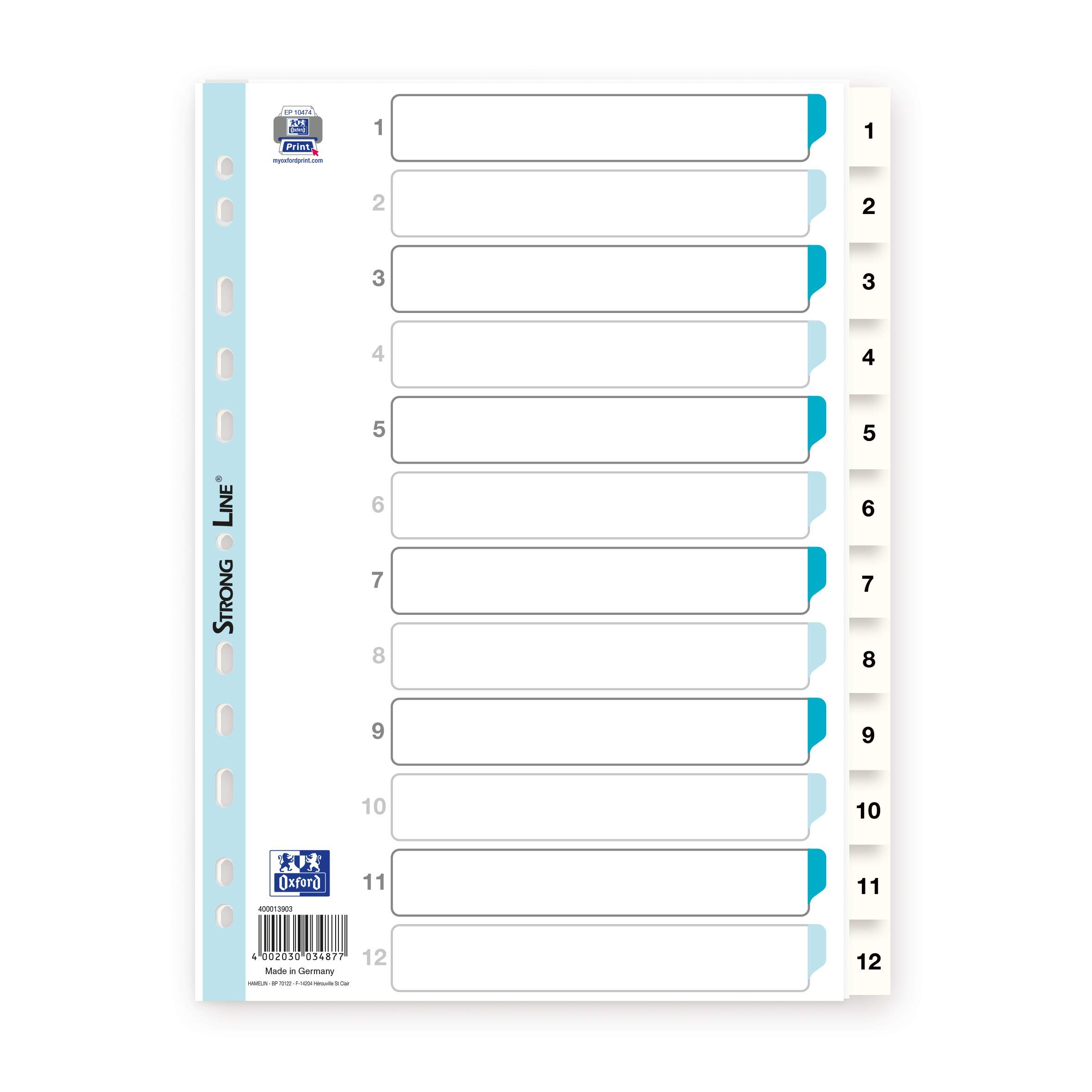 Elba 03487 Register 1-12/12 Parts/Plastic A4 Pack of 10 White