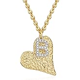 Dremmy Studios 14K Gold Plated Initial Necklaces for Women - Dainty CZ Gold Necklace Personalized Letter Heart Pendant Gift for Her, Special Design Gold Jewelry for Women