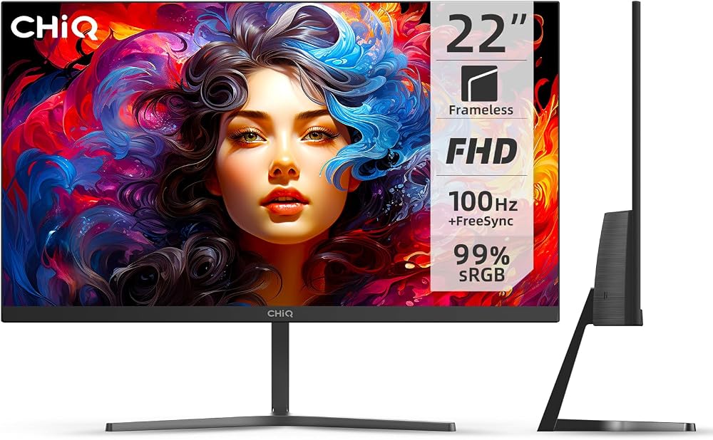 CHiQ 22F650 22 Inch Monitor FHD 1080p 100Hz sRGB 99% HDMI VGA Ultra Slim