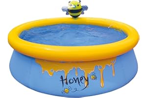 JLeisure Sun Club 12010 5 Foot x 16.5 Inch 1 to 2 Person Capacity Bee Spray 3D Kids Outdoor Above Ground Inflatable Kiddie Swimming Pool, Blue