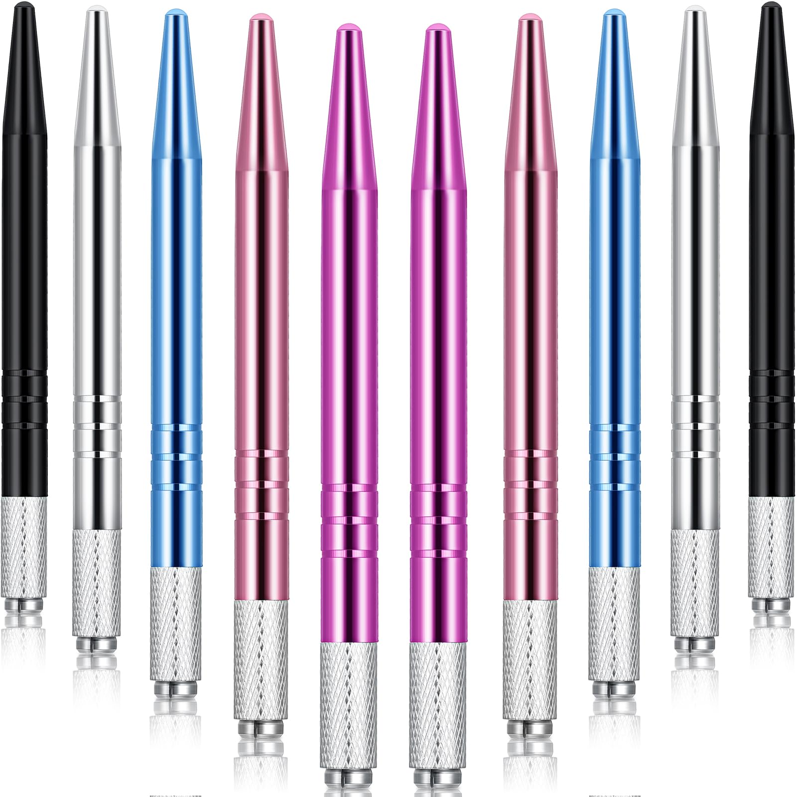 Photo 1 of 10 Pieces Microblading Pens Manual Eyebrow Microblade Pens Aluminum Hand Tools Light Manual Holder for Makeup Supplies Salons,2 Colors(Multi Color)