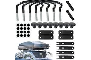 YEESPORT 4 PCS Roof Box U-Bolt Clamps, WidelyCompatible Metal Rooftop Cargo Carrier Rack Bolts, 85mm Internal Width Car Van Mounting Fitting Kit, U-Bracket Clips with 8 Lock Nuts