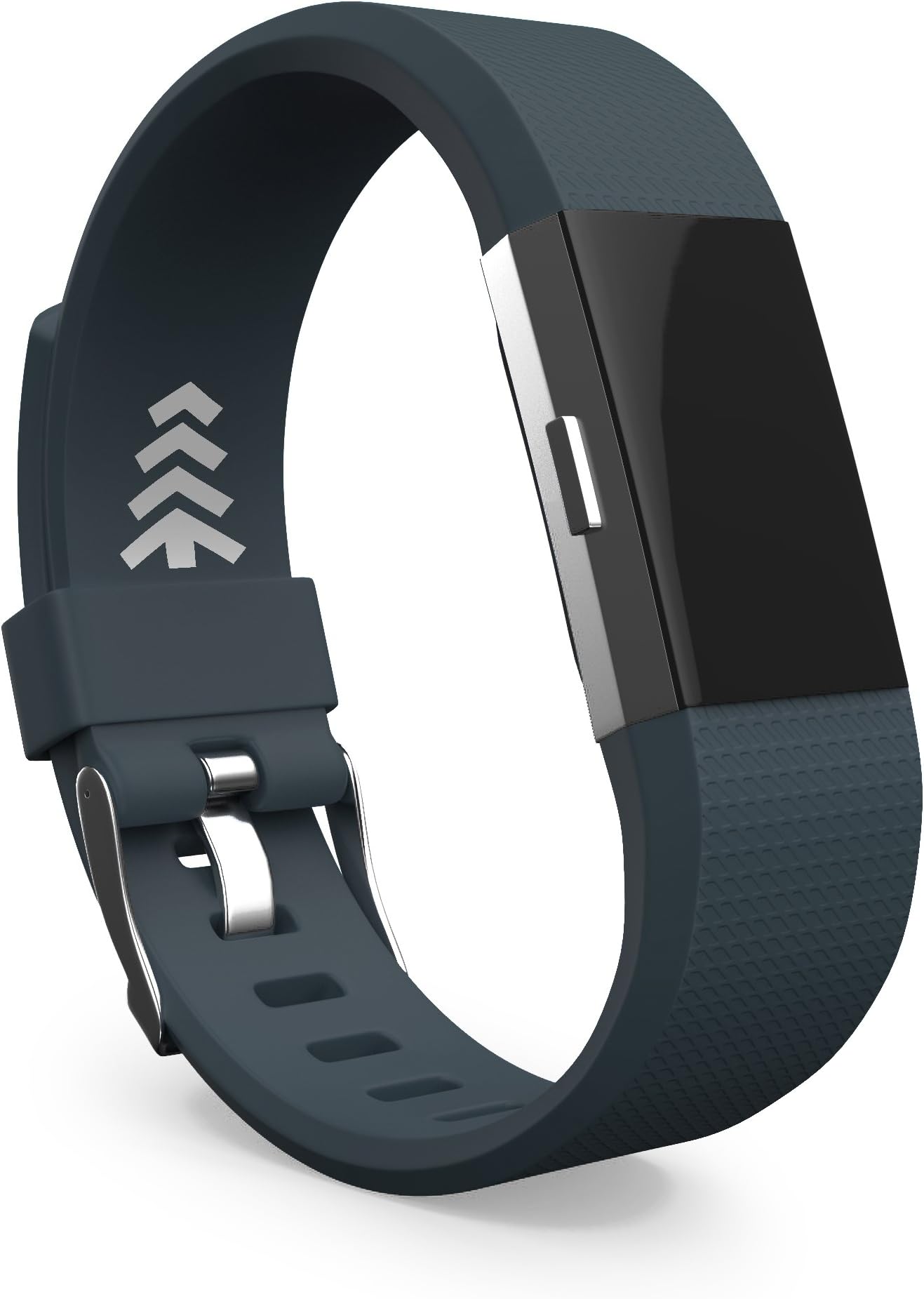 Teak - Silicone Sport Replacement Wristband for Fitbit Charge 2 - Large Slate Grey