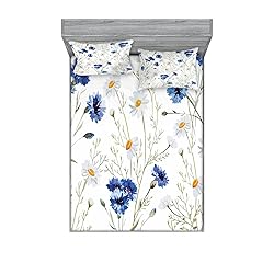 Lunarable Watercolor Flower Fitted Sheet & Pillow