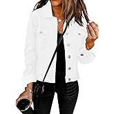 GRAPENT Women's Basic Button Down Long Sleeve Stretchy Jean Trucker Denim Jacket