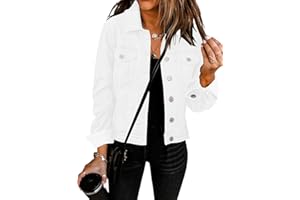 GRAPENT Women's Basic Button Down Long Sleeve Stretchy Jean Trucker Denim Jacket
