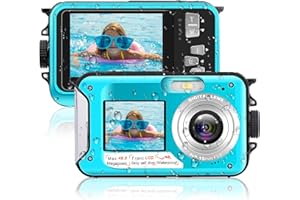 YIFECIAL Waterproof Digital Camera 10FT 2.7K 48MP Self-Timer Waterproof Camera FHD 16X Zoom Portable Dual-Screen Underwater Camera for Snorkeling