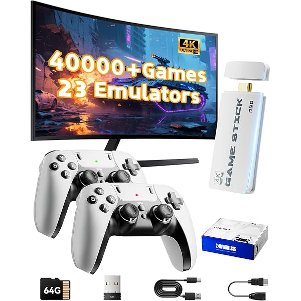 Retro Game Stick - Contrôleur sans fil 2.4G Gamepad 4K, Console de nostalgie avec plus de 20000 jeux, Sortie HDMI Retro Game Stick - Contrôleur sans fil 2.4G Gamepad 4K, Console de nostalgie avec plus de 20000 jeux, Sortie HDMI