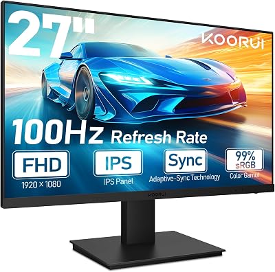 KOORUI 27" FHD IPS Gaming Monitor 100Hz 4ms Speaker VESA HDMI VGA
