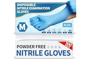 Medguy Medical Blue Nitrile Disposable Exam Gloves, 4.5 Mil 100 Pcs, Chemical Resistant Powder-Free Latex-Free Food-Safe