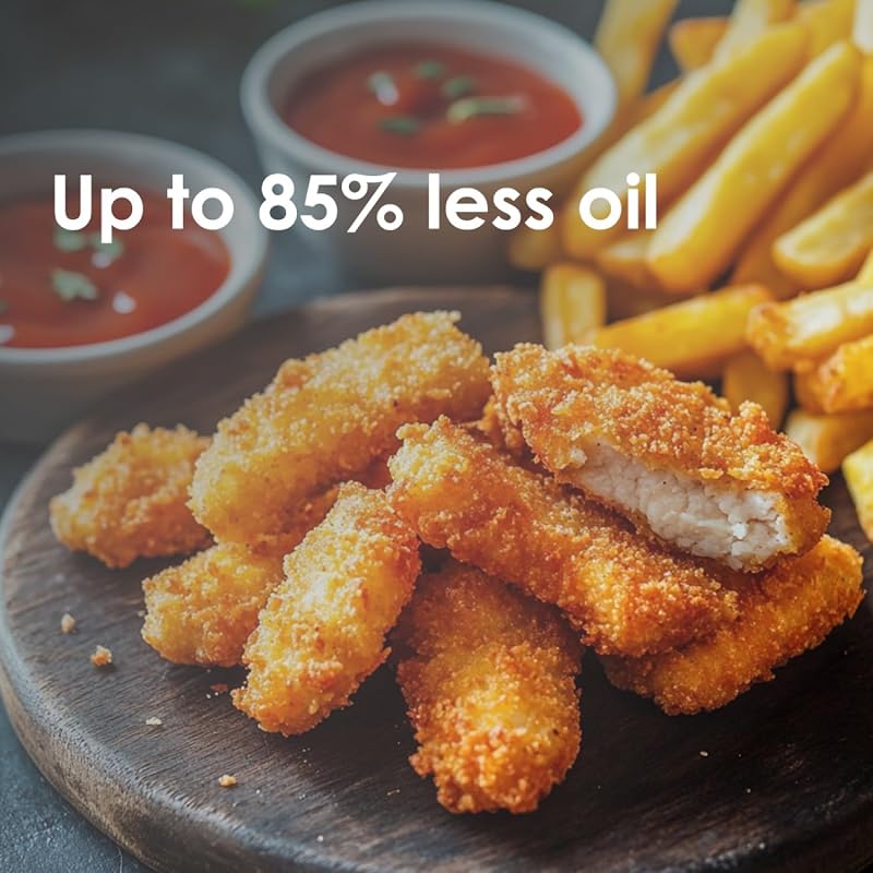 – Air Fryer Vera Touch 10L, Freidora de Aire sin Aceite, 1800W, 10 Menús Digitales, Pantalla Táctil, Función Grill, Temporizador regulable, 2 niveles, Temperatura 80-200°C, Cocina Saludable