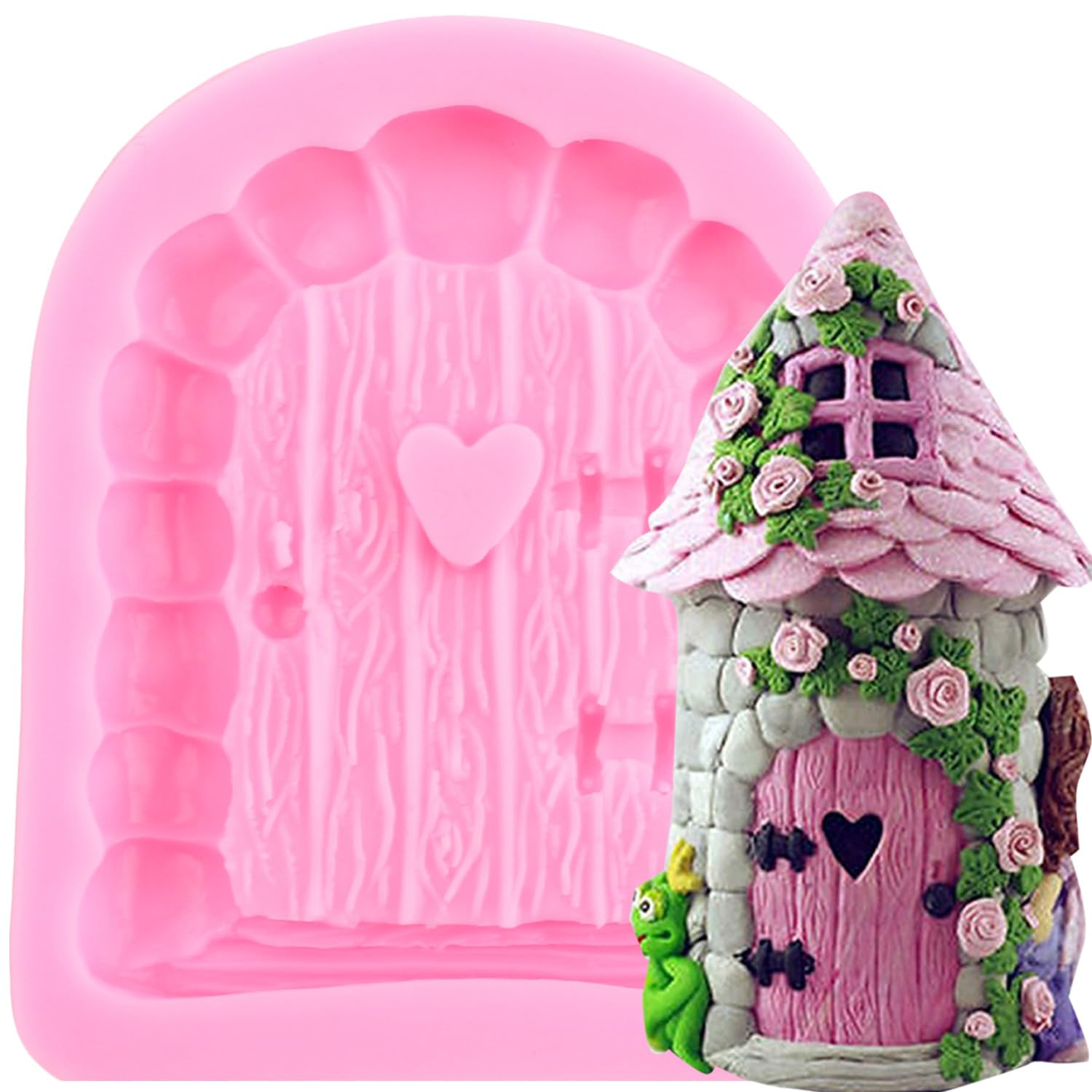 XMOLDNMS Enchanted Vintage Fairy Garden Fairy Gnome Home Door Silicone Fondant Moulds for Cake Decorating Cupcake Topper Chocolate Gum Paste Candy Polymer Clay