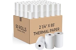 THEBESTLOFT PRINTITIVES 2 1/4 X 85 Thermal Paper Rolls -50-Pack for Square & Credit Card Terminal, Thermal Printer Paper, Thermal Receipt Paper,Thermal Receipt Paper 2 1/4 Credit Card Paper, Clover Receipt Paper & Verifone