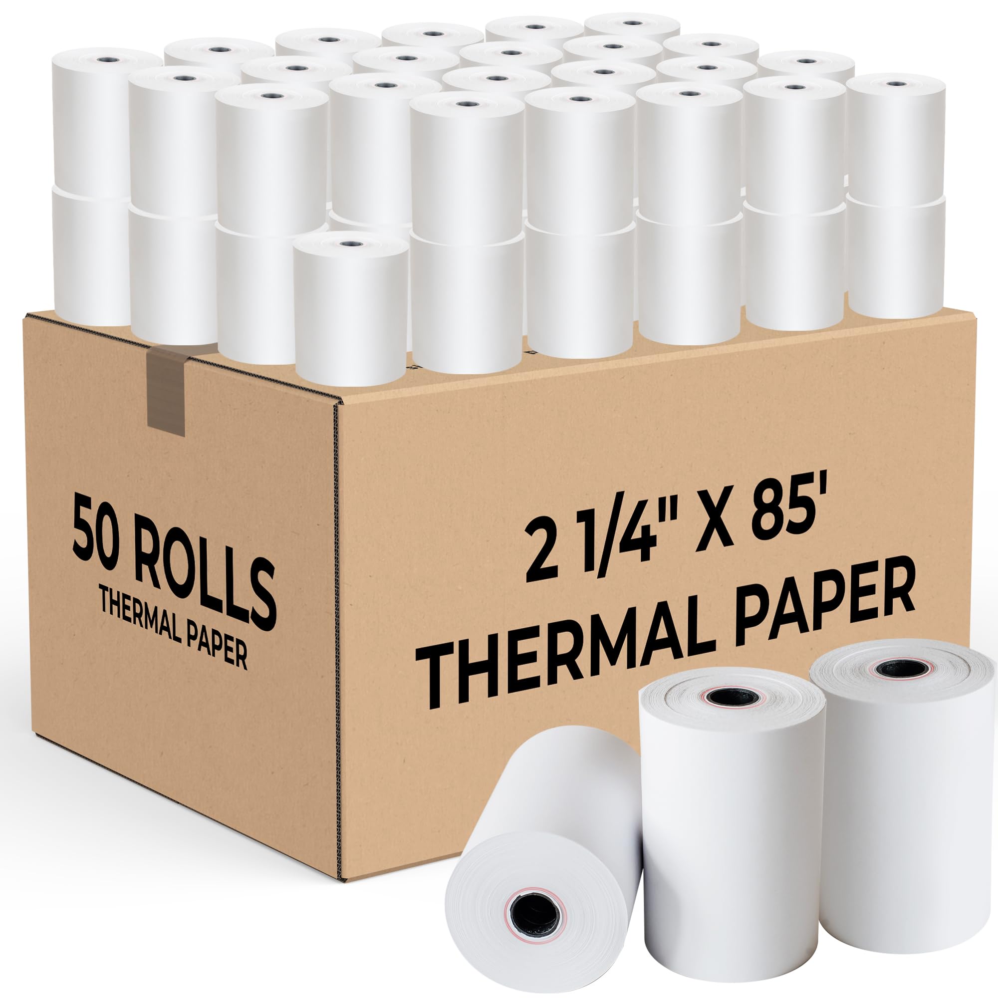 Photo 1 of 2 1/4 X 85 Thermal Paper Rolls -50-Pack for Square & Credit Card Terminal, Thermal Printer Paper, Thermal Receipt Paper,Thermal Receipt Paper 2 1/4 Credit Card Paper, Clover Receipt Paper & Verifone