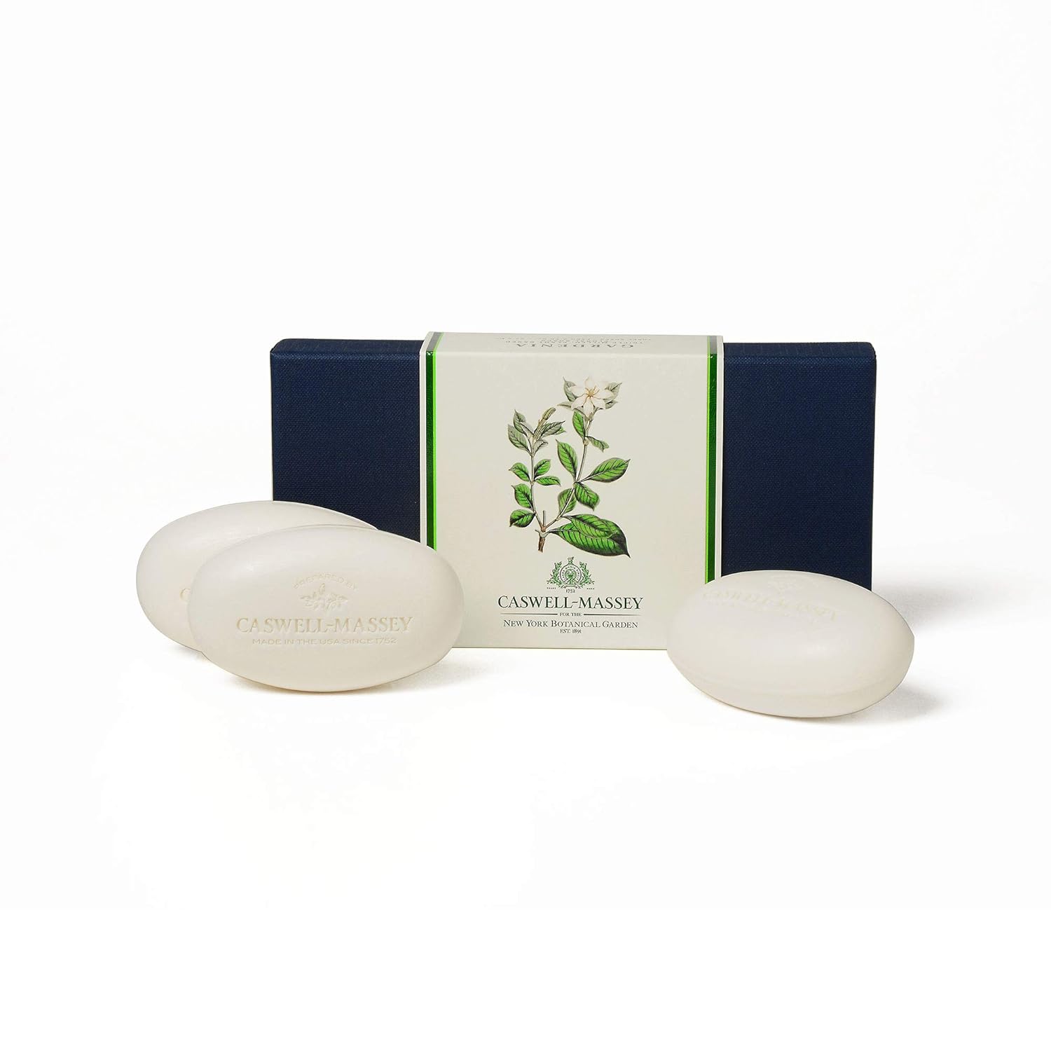 Caswell-Massey Gardenia Scented Women's Bar Soap - Set of Three Soap Bars, 3.25 oz each Triple Milled Luxury Bath Soap - NYBG Collection - Made In USA : Beauty