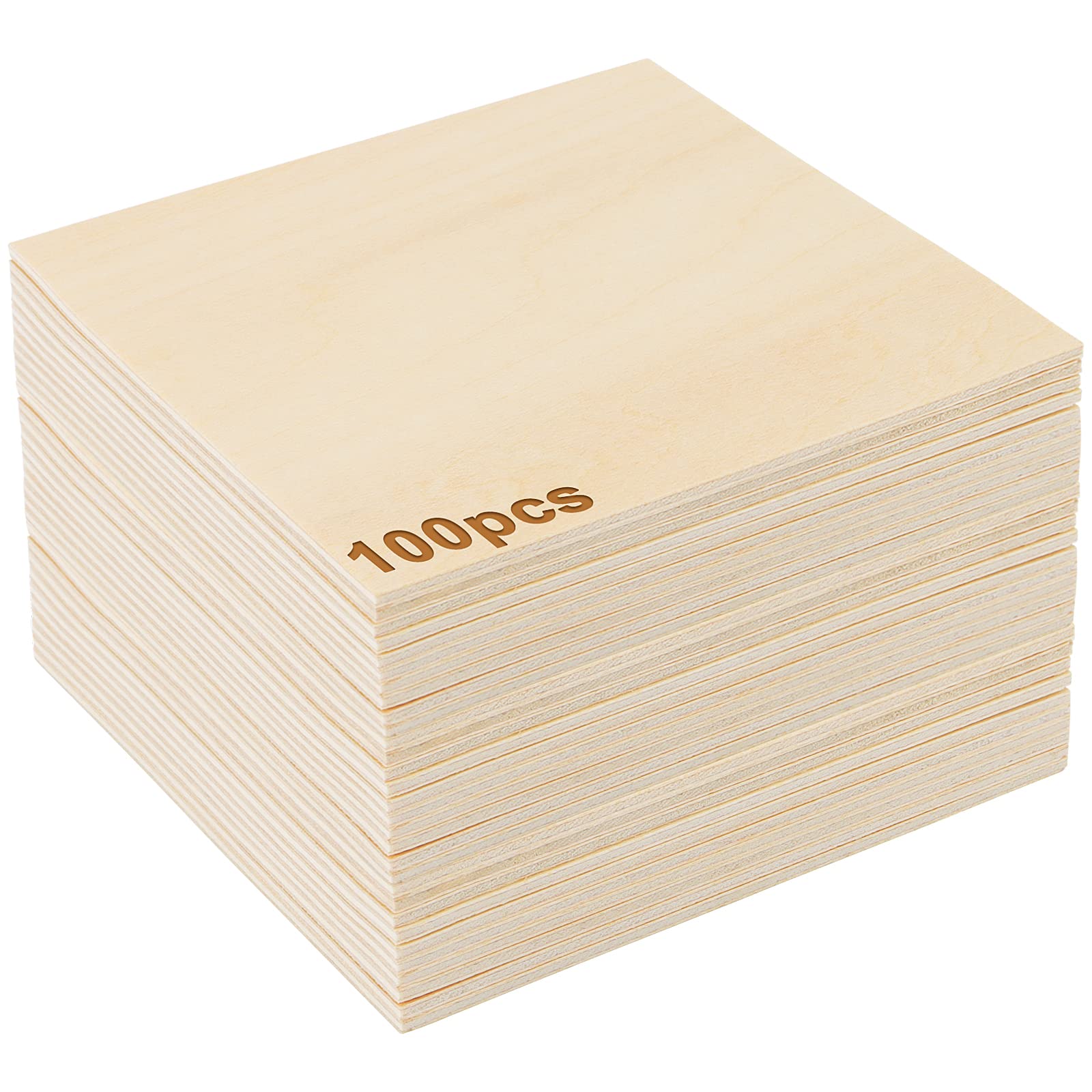 HAKZEON 100 PCS 100x100x2mm Balsa Wood Sheets, Unfinished Basswood Sheets for DIY Building Project Model Arts Crafts House Aircraft Ship Boat