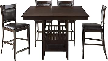 Amazon Com Coaster Home Furnishings Jaden 5 Piece Square Counter Table Dining Set Espresso And Black Table Chair Sets
