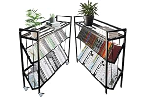 MYUTHDT Mobile Book Cart, Rolling Library Cart with Shelves (Black, 3-Tier)