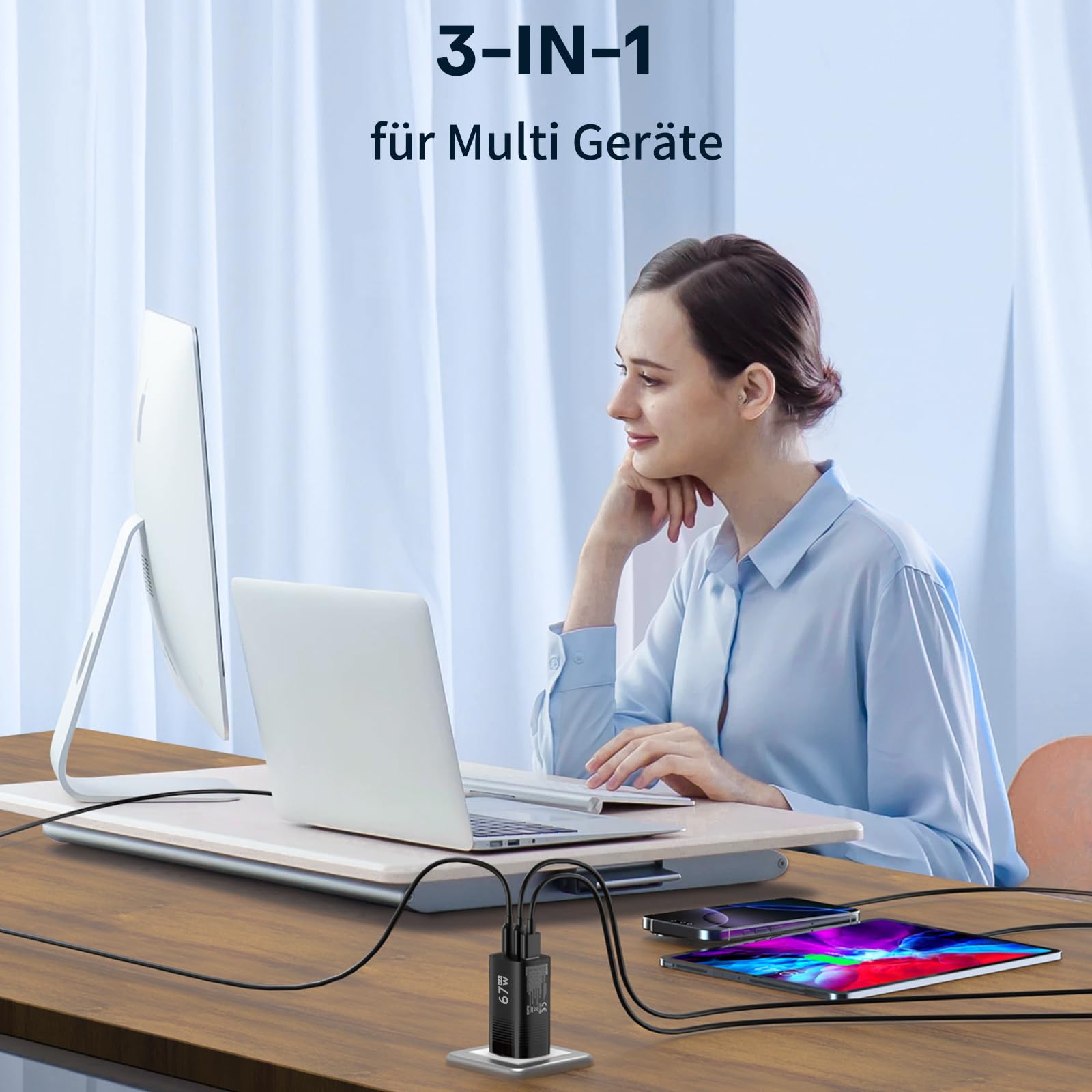 TOPADRE USB C Ladegerät 67W, 3-Port Schnellladegerät, PD PPS Fast Charger, Netzteil USB C für MacBook Pro/Air, für iPhone 17/16/15/14 Pro Max, für Galaxy S25/S24/S23/S22, für Pixel 10/9/8/7/6. Schwarz 3
