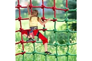 KINGPOUL 3.3x6.6ft Climbing Cargo Net,Heavy Duty Playground Climbing Net, Military Climbing Net for Kids Outdoor, Kids Safety Protection Net, Rope Ladder, Jungle Gyms, Swingset, Treehouse