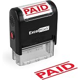 ExcelMark Paid Stamp Self-Inking Rubber Stamp - Red Ink for Office Use, Ideal for Efficient Document Management with Paid Stamps, Perfect for Professional Settings