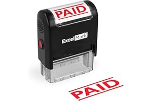 ExcelMark Paid Stamp Self-Inking Rubber Stamp - Red Ink for Office Use, Ideal for Efficient Document Management with Paid Stamps, Perfect for Professional Settings