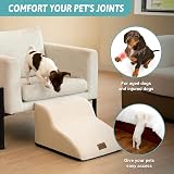 COZY KISS Dog Stairs 2 Step Beige Curved Ramp for Small Dogs view 3